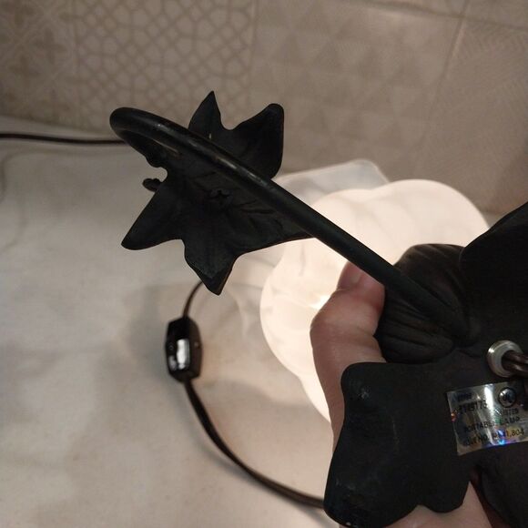 Vintage-Inspired Bronze Cherub Accent Lamp Tulip Frosted Glass Shade Nightlight - Picture 13 of 16